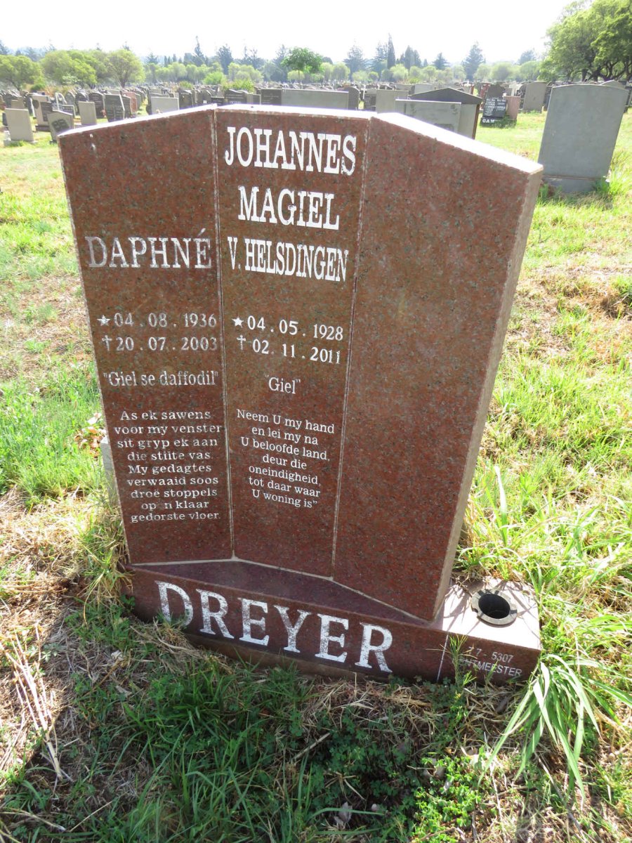 DREYER Johannes Magiel V. Helsdingen 1928-2011 & Daphne 1936-2003