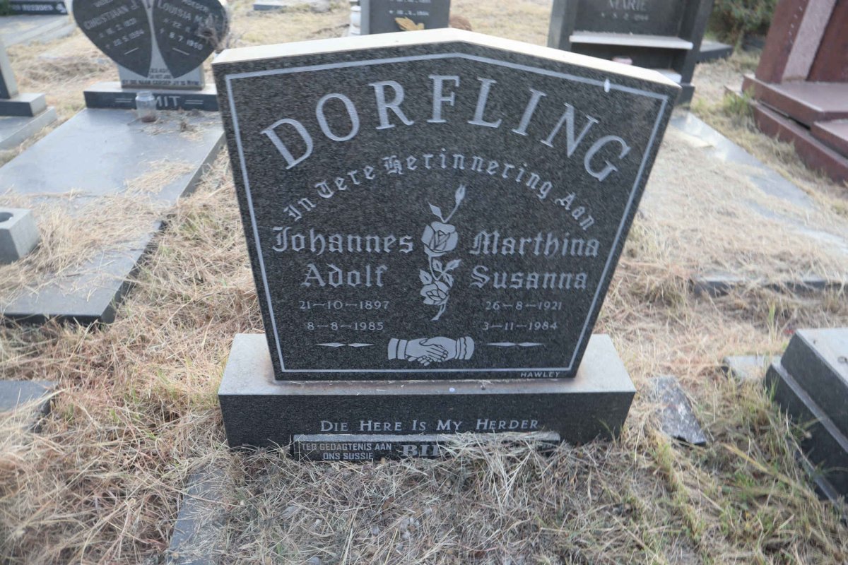 DORFLING Johannes Adolf 1897-1985 & Marthina Susanna 1921-1984