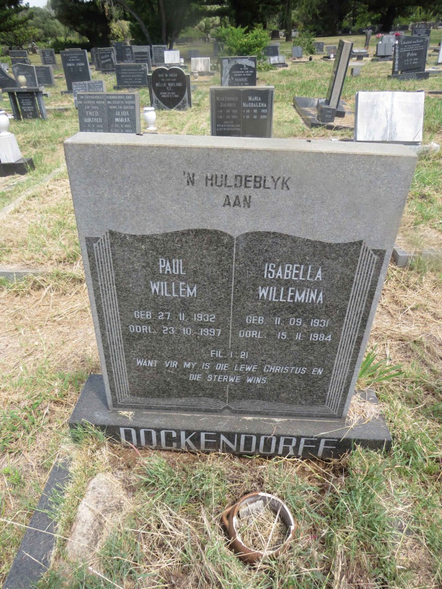 DOCKENDORFF Paul Willem 1932-1997 & Isabella Willemina 1931-1984