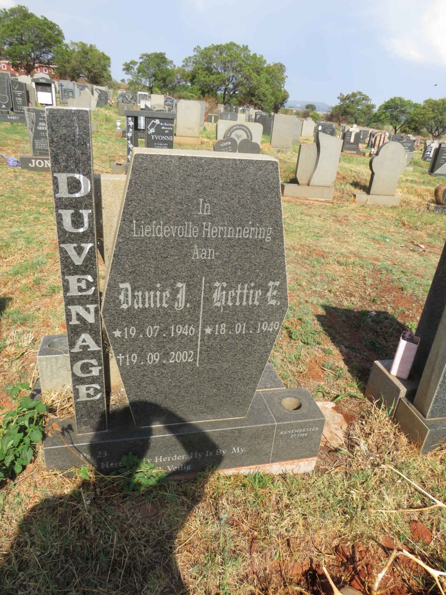 DUVENAGE Daniel J. 1946-2002 & Hettie E. 1949-