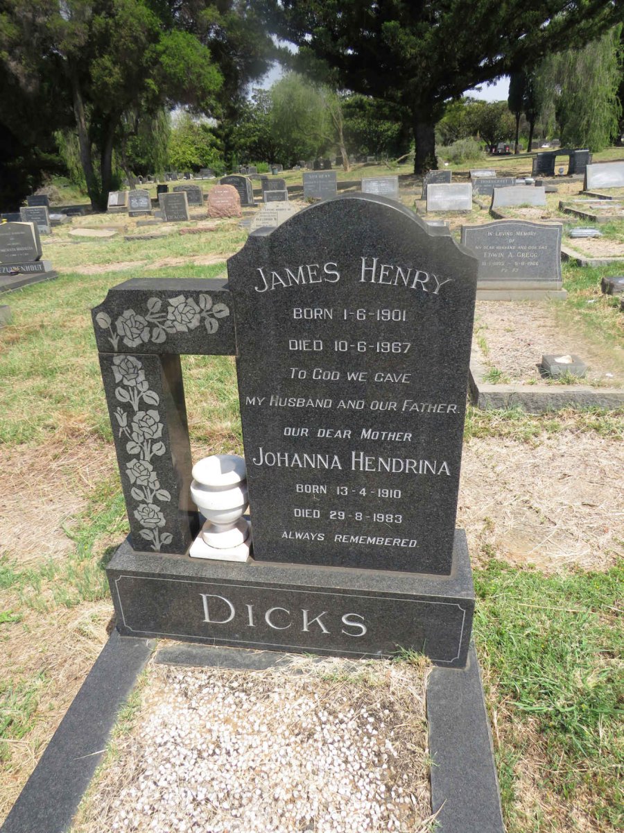 DICKS James Henry 1901-1967 & Johanna Hendrina 1910-1983