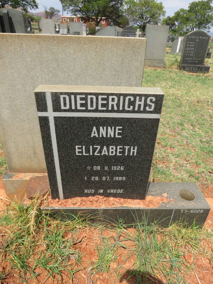 DIEDERICHS Anne Elizabeth 1926-1999