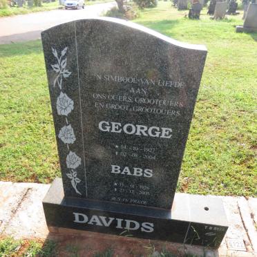 DAVIDS George 1927-2004 & Babs 1926-2005