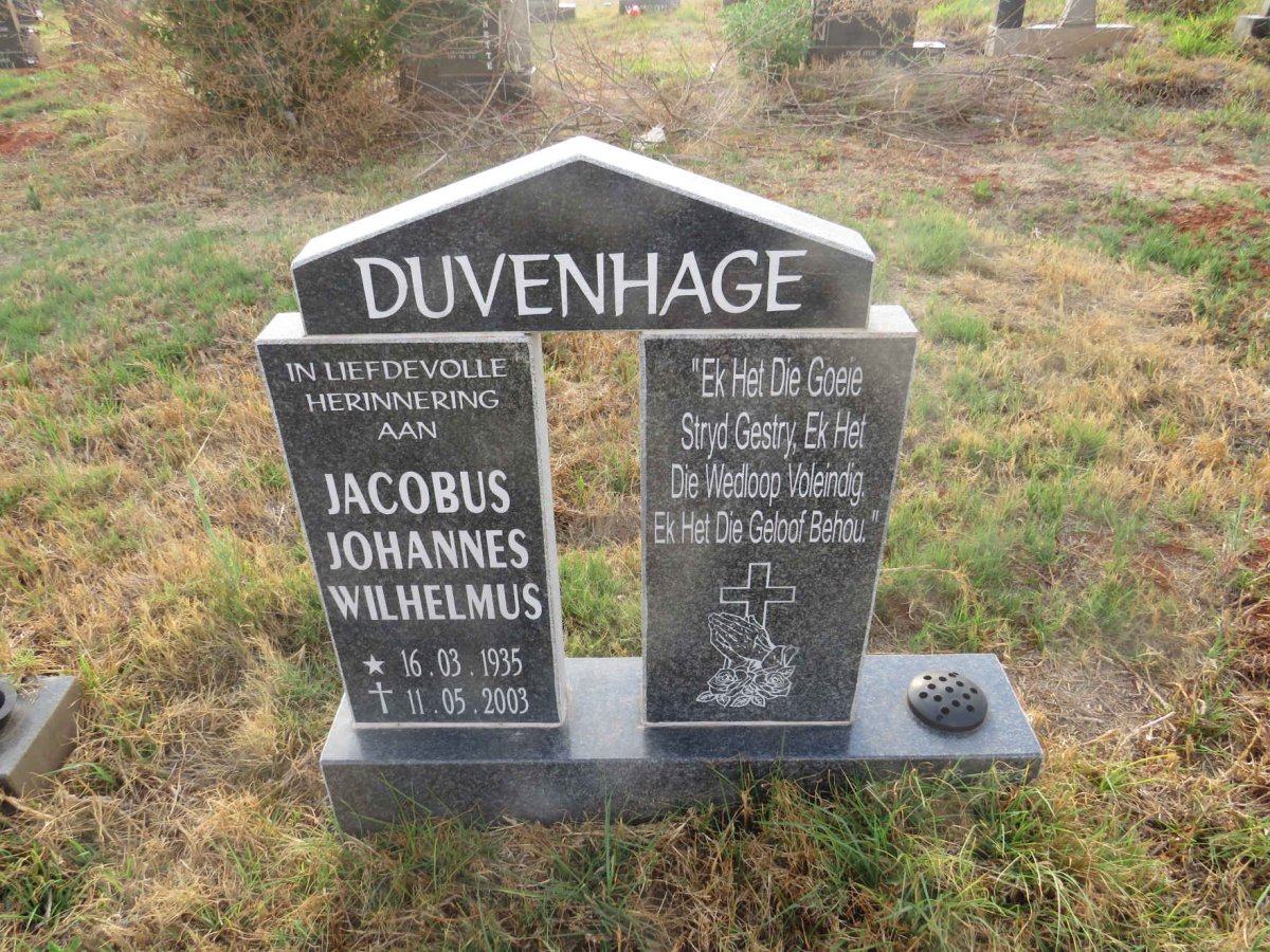 DUVENHAGE Jacobus Johannes Wilhelmus 1935-2003