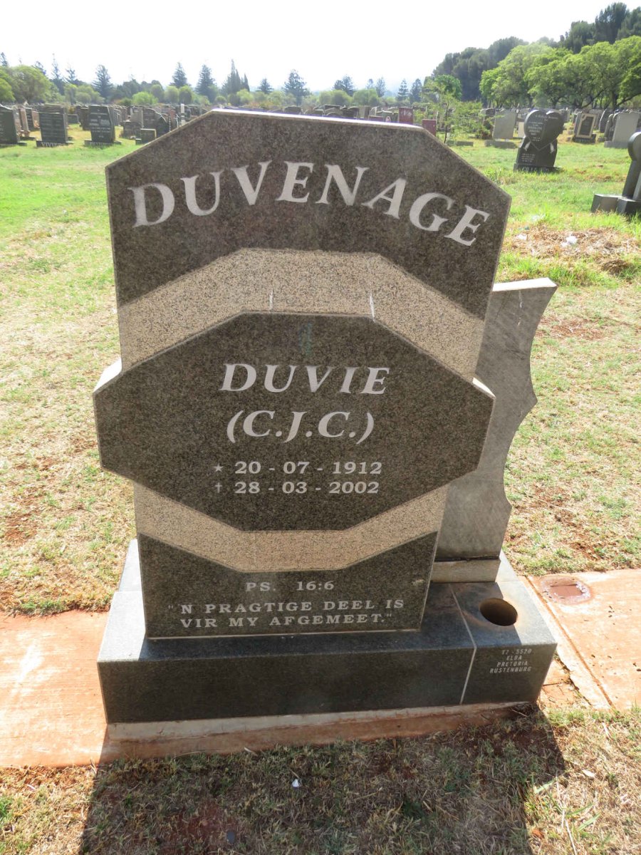 DUVENAGE C.J.C. 1912-2002