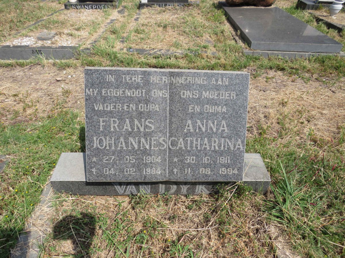 DYK Frans Johannes, van 1904-1984 & Anna Catharina 1911-1994