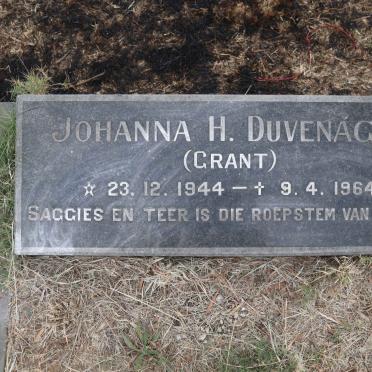 DUVENAGE Johanna H. nee GRANT 1944-1964