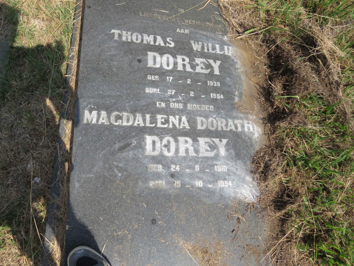 DOREY Thomas William 1938-1984 & Magdalena Dorath? 1910-1994