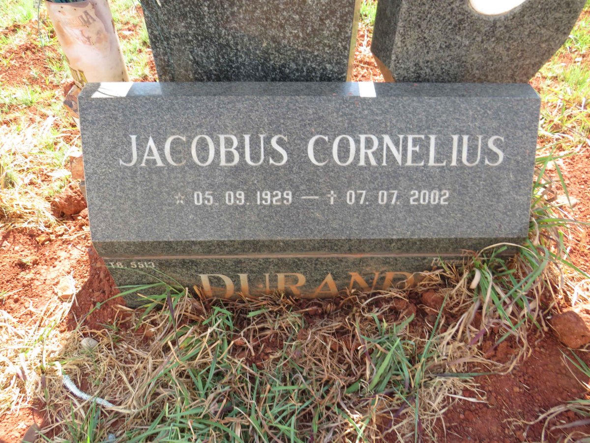 DURAND Jacobus Cornelius 1929-2002