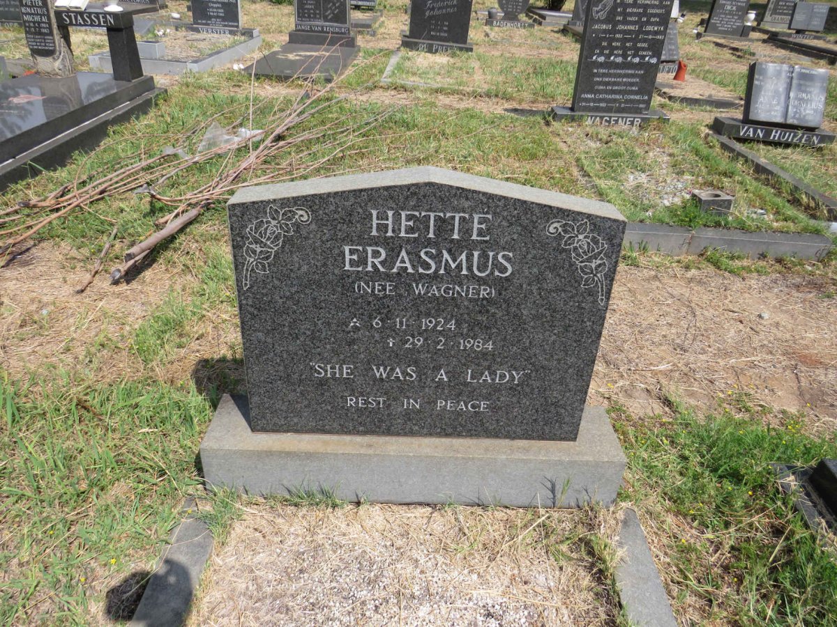 ERASMUS Hette nee WAGNER 1924-1984