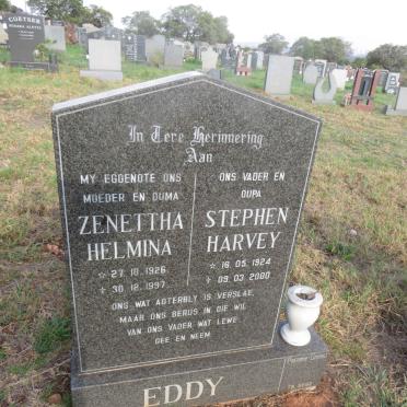 EDDY Stephen Harvey 1924-2000 & Zenettha Helmina 1926-1997