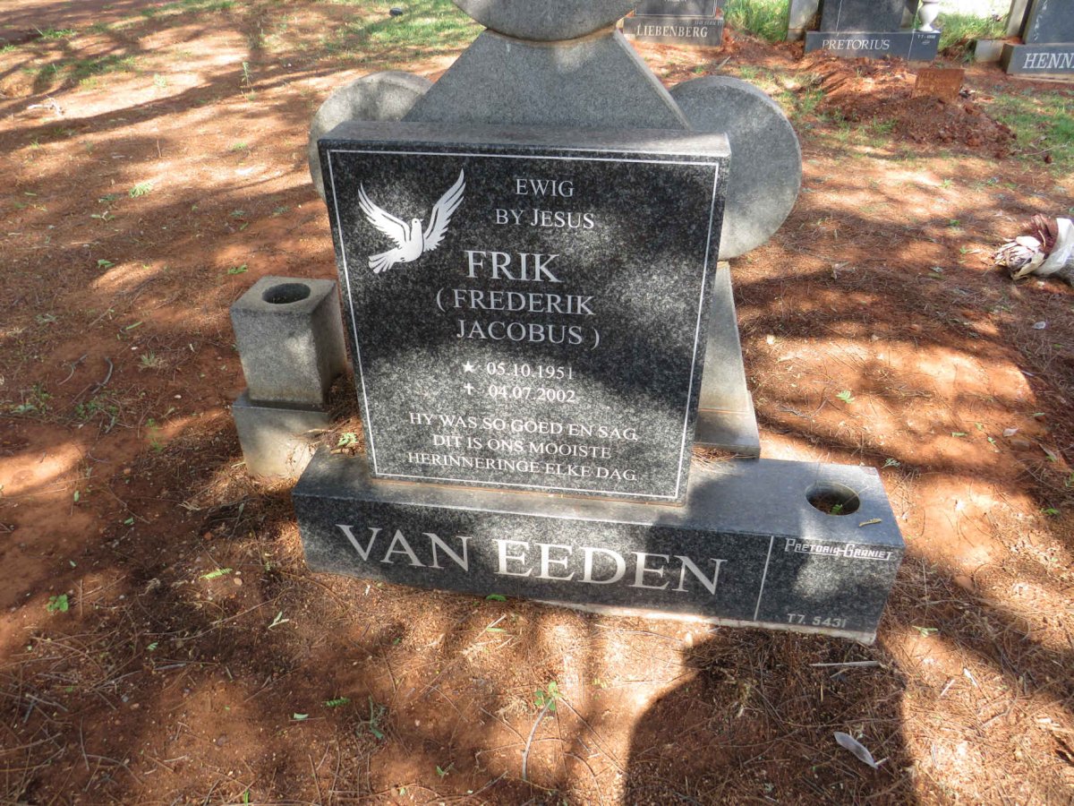 EEDEN Frederik Jacobus, van 1951-2002