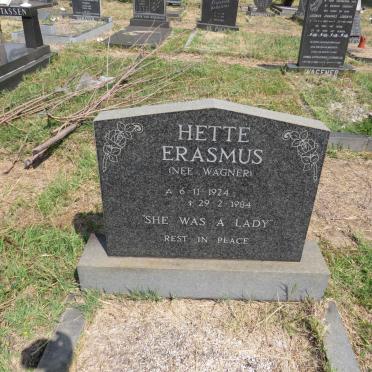 ERASMUS Hette nee WAGNER 1924-1984