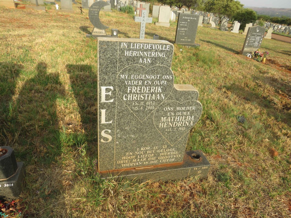 ELS Frederik Christiaan 1953-2005 & Mathilda Hendrina 1961-