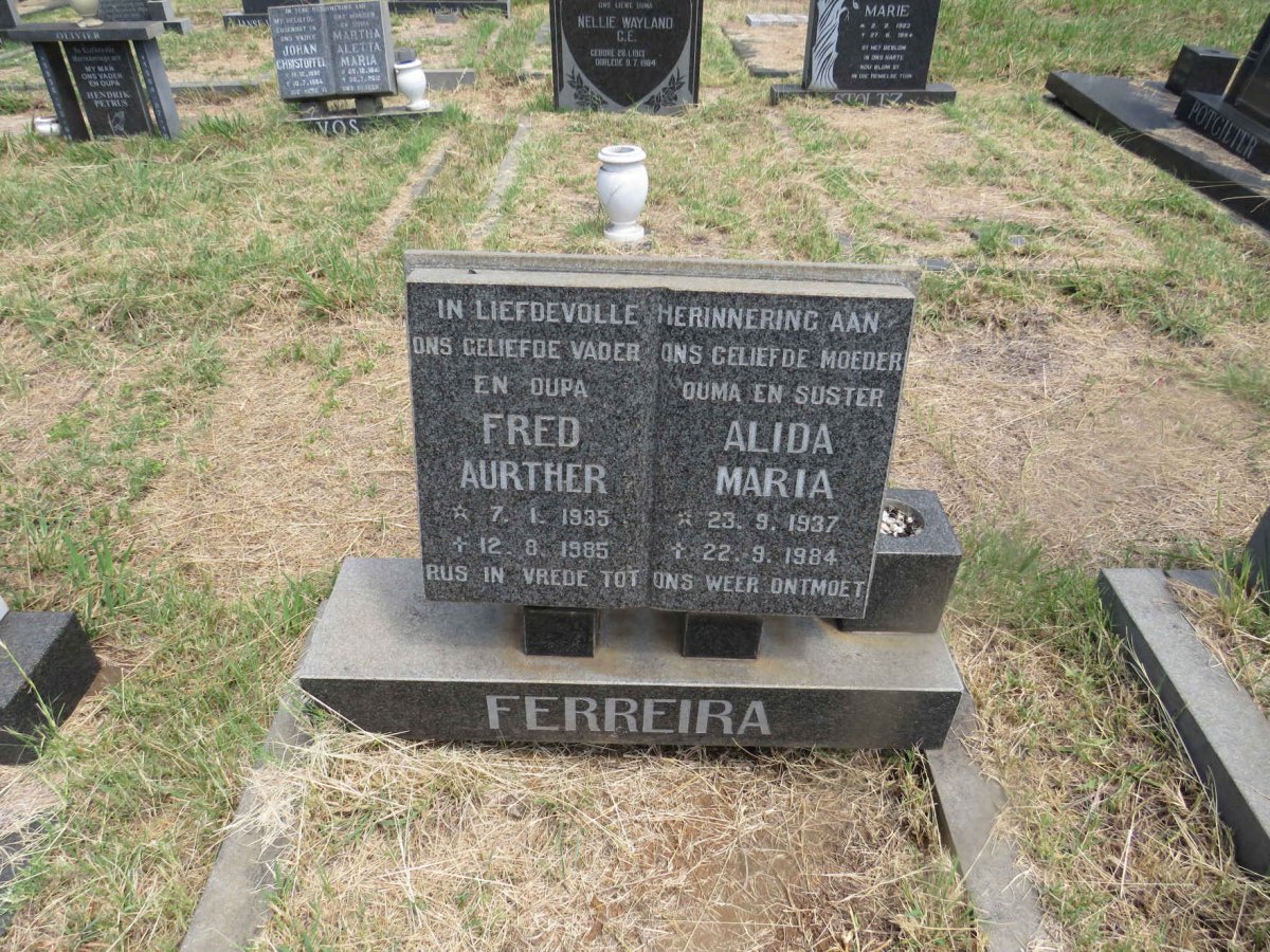 FERREIRA Fred Aurthur 1935-1985 & Alida Maria 1937-1984