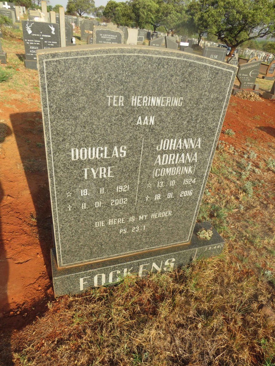 FOCKENS Douglas Tyre 1921-2002 & Johanna Adriana COMBRINK 1924-2016
