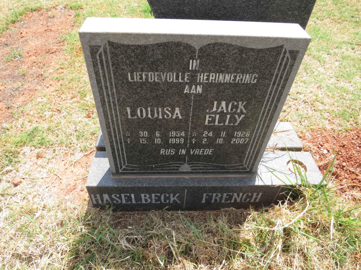 FRENCH Jack Elly 1926-2007 :: HASELBECK Louisa 1934-1999