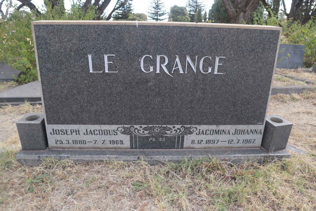 GRANGE Joseph Jacobus, le 1880-1969 & Jacomina Johanna 1897-1967