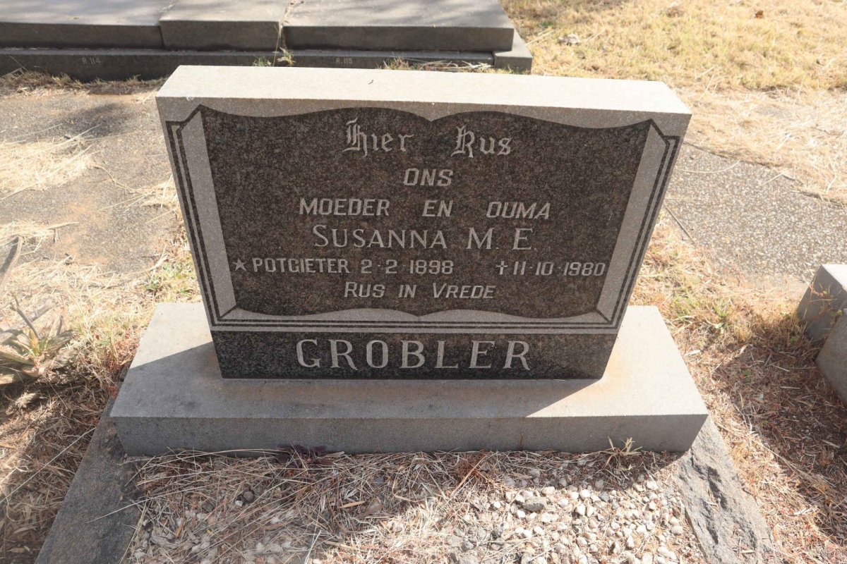 GROBLER Susanna M.E. nee POTGIETER 1898-1980