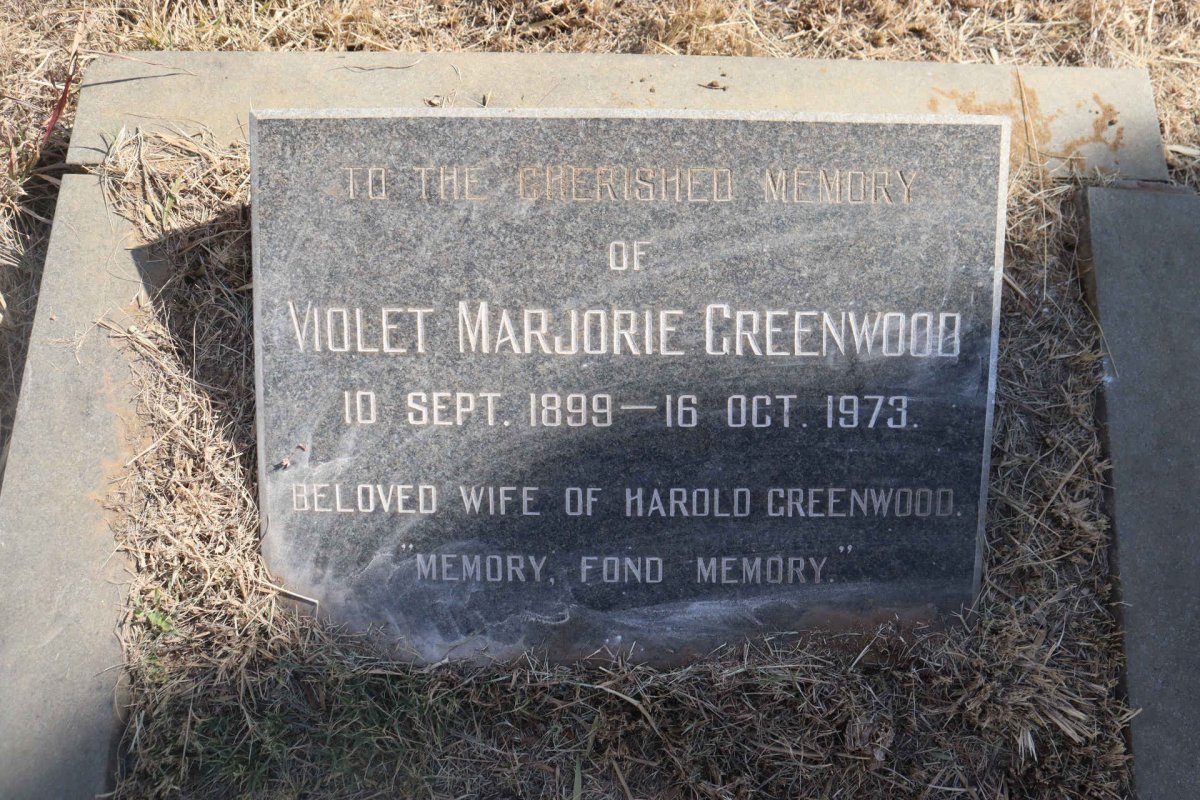 GREENWOOD Violet Marjorie 1899-1973