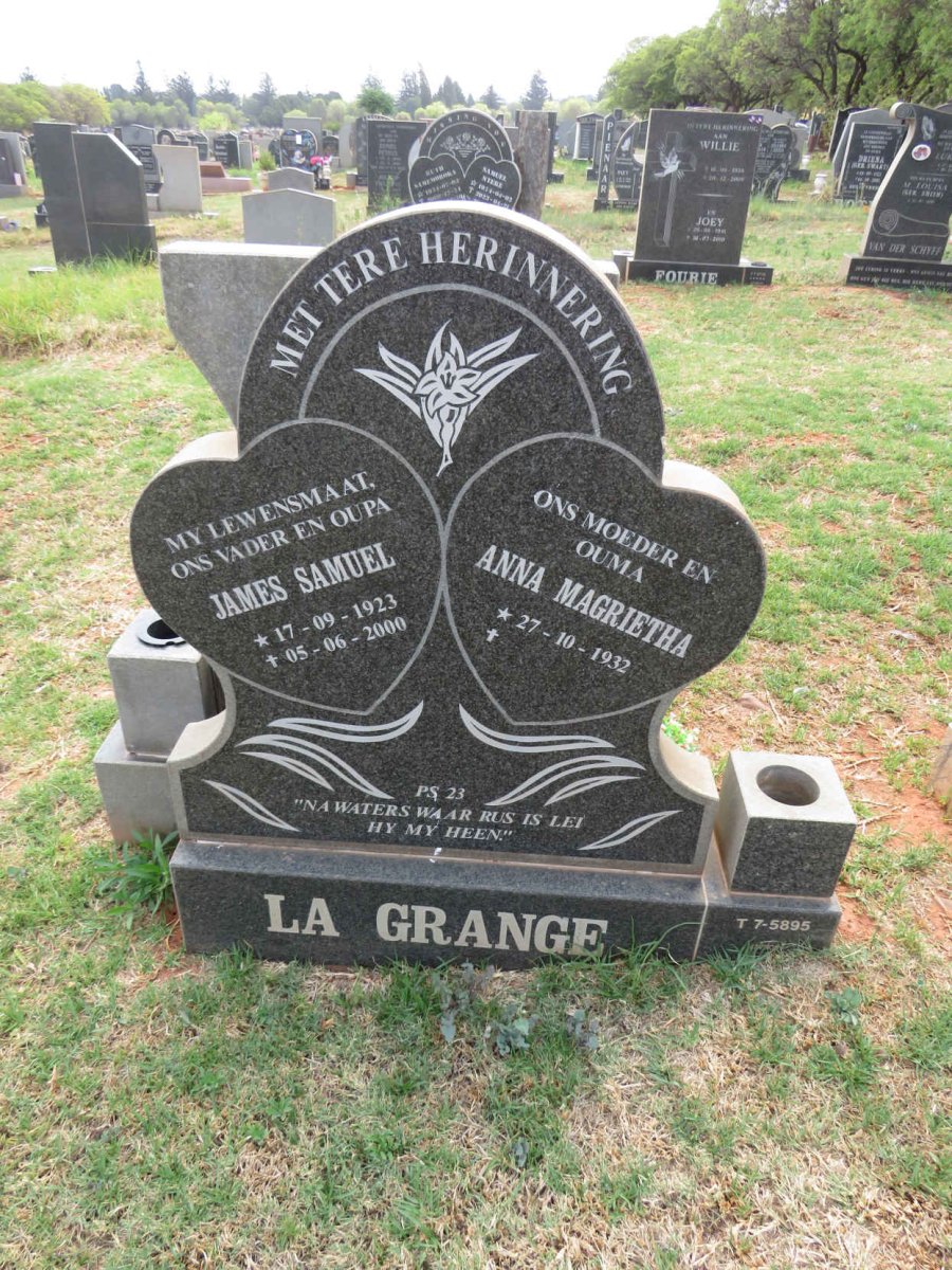 GRANGE James Samuel, la 1923-2000 & Anna Magrietha 1932-