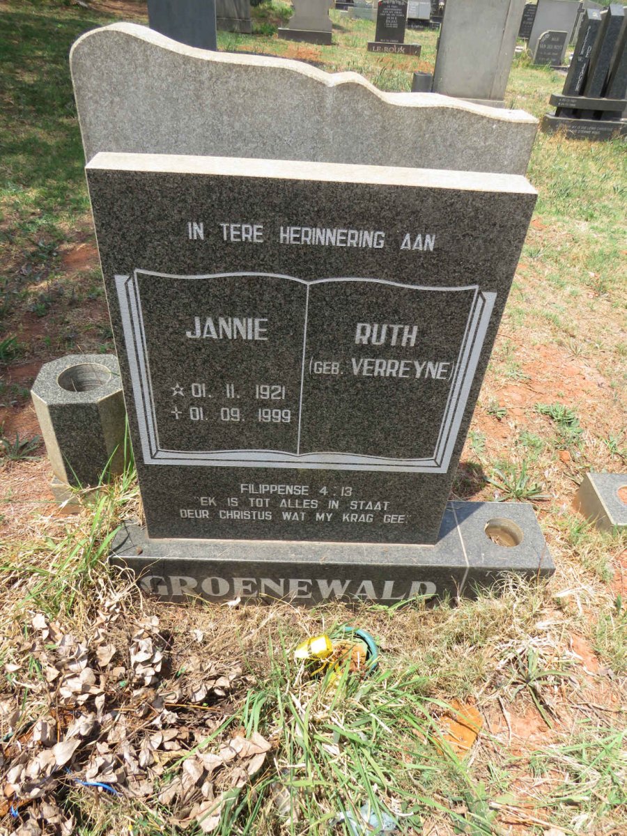 GROENEWALD Jannie 1921-1999 & Ruth VERREYNE