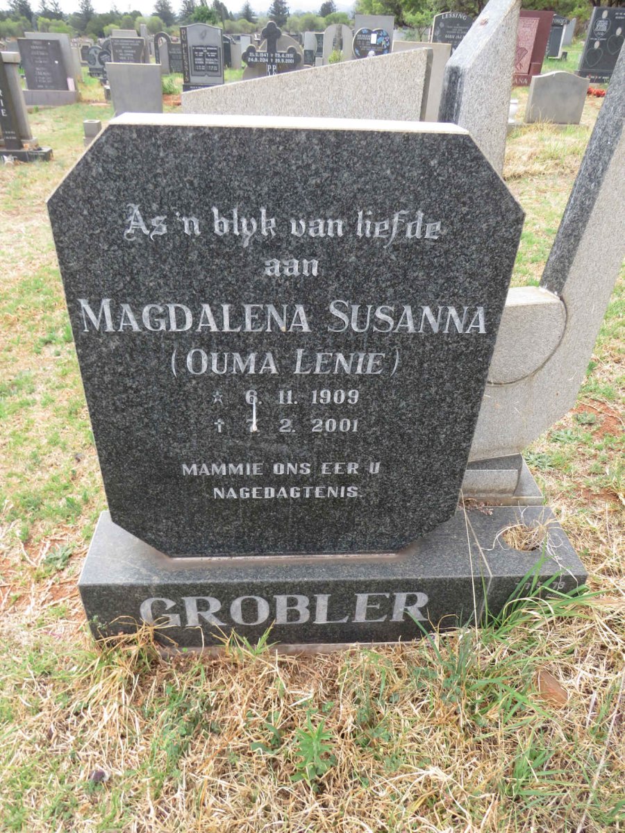 GROBLER Magdalena Susanna 1909-2001