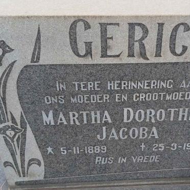 GERICKE Martha Dorothea Jacoba 1889-1974