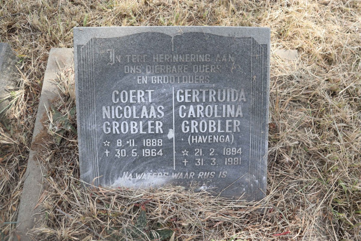 GROBLER Coert Nicolaas 1888-1964 & Gertruida Carolina HAVENGA 1894-1981