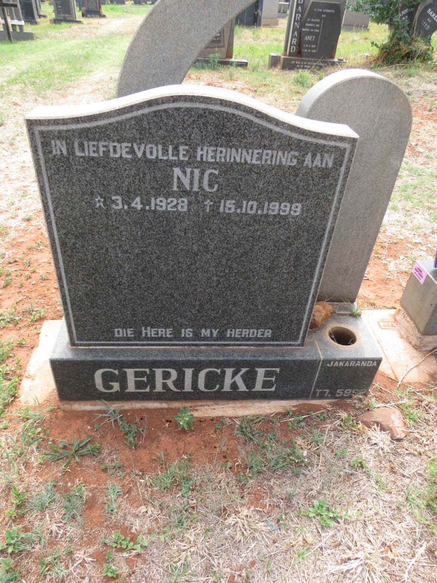 GERICKE Nic 1928-1999