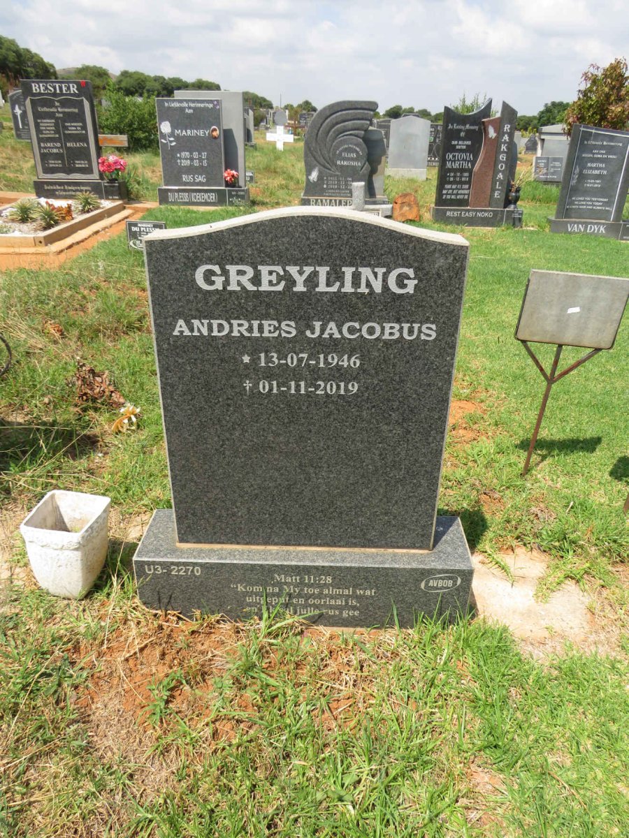 GREYLING Andries Jacobus 1946-2019 
