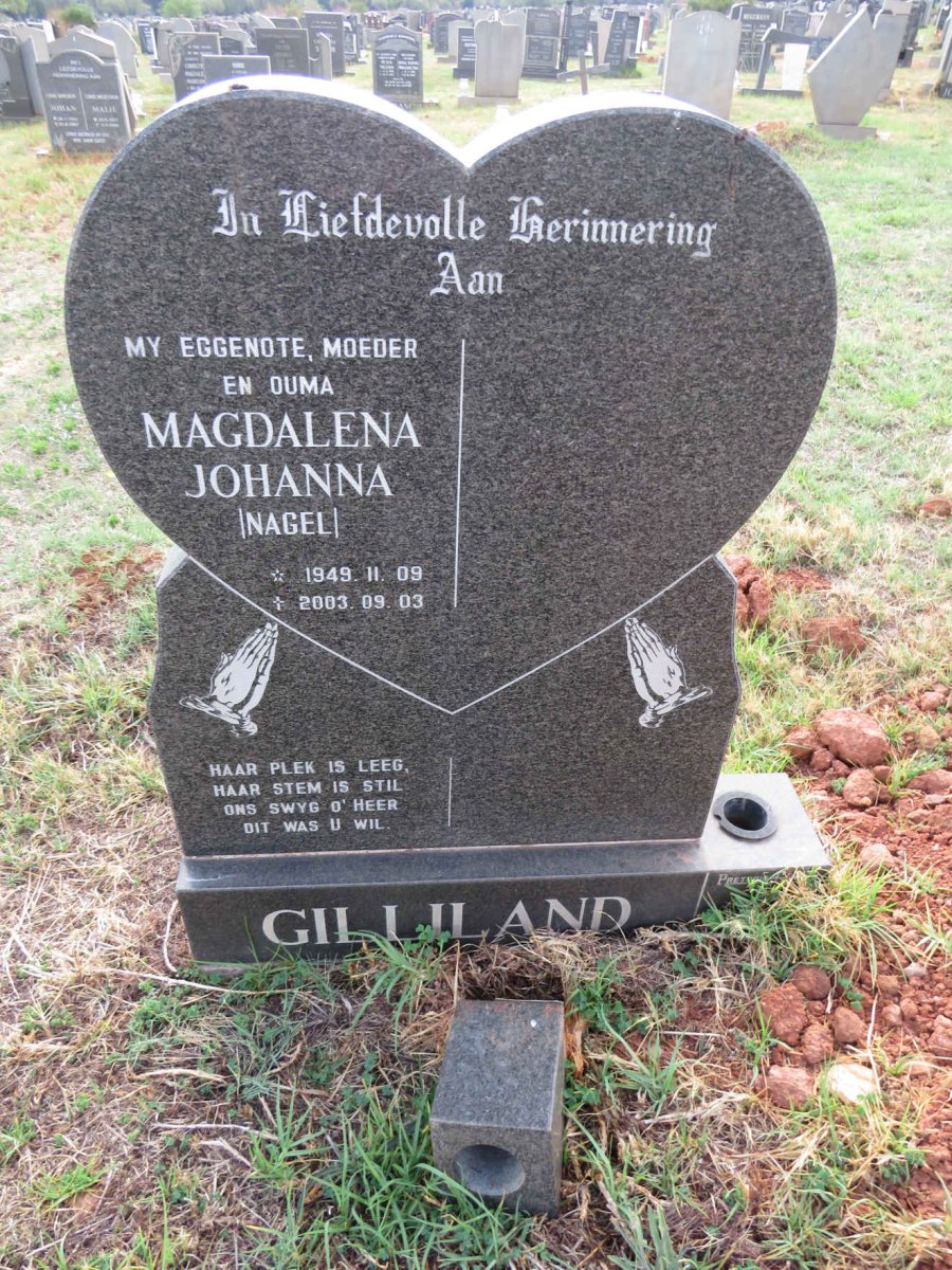 GILLILAND Magdalena Johanna nee NAGEL 1949-2003