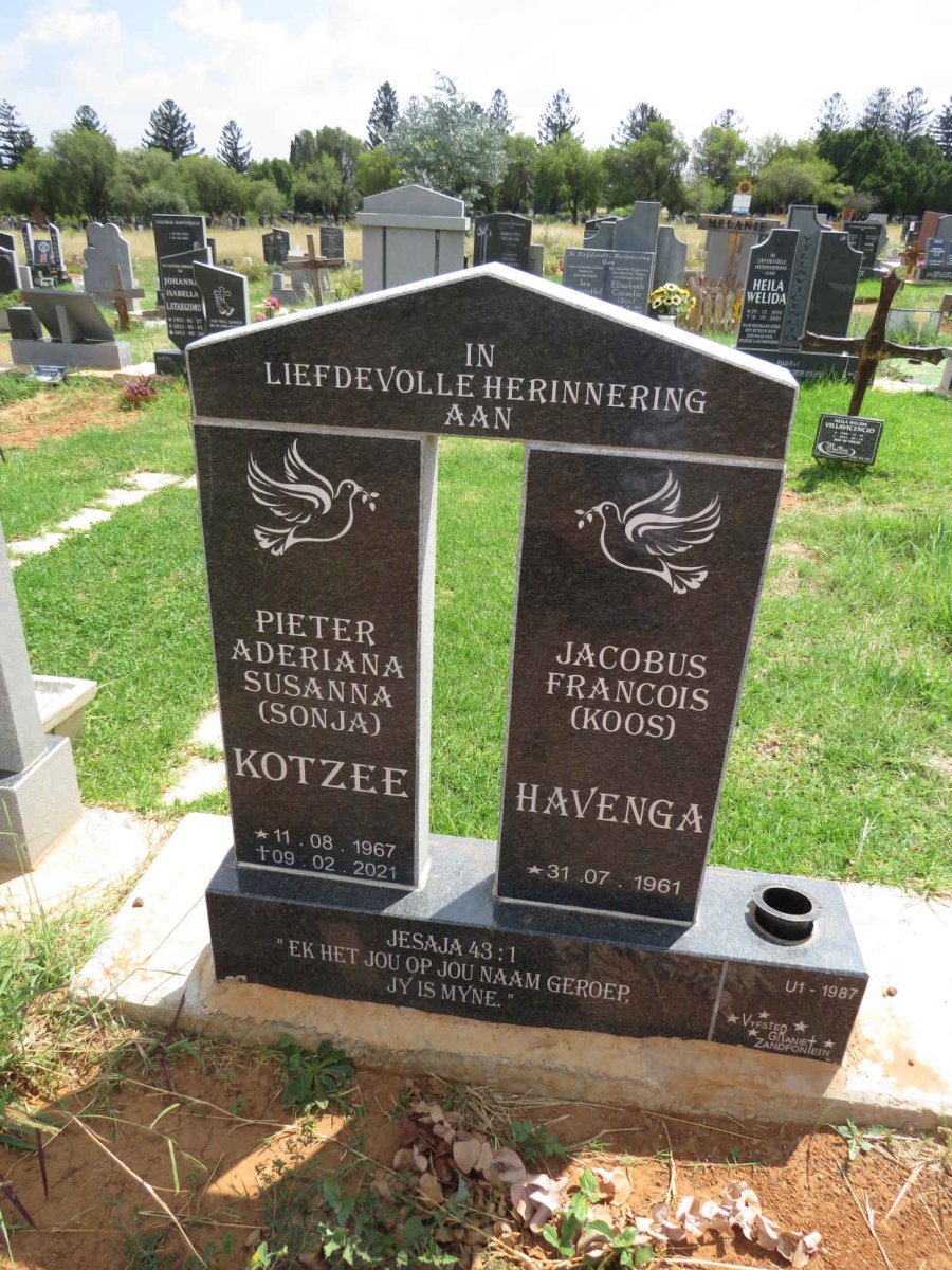 HAVENGA Jacobus Francois 1961- :: KOTZEE Pieter Aderiana Susanna 1967-2021