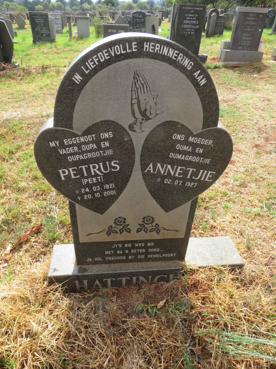 HATTINGH Petrus 1921-2001 & Annetjie 1927-