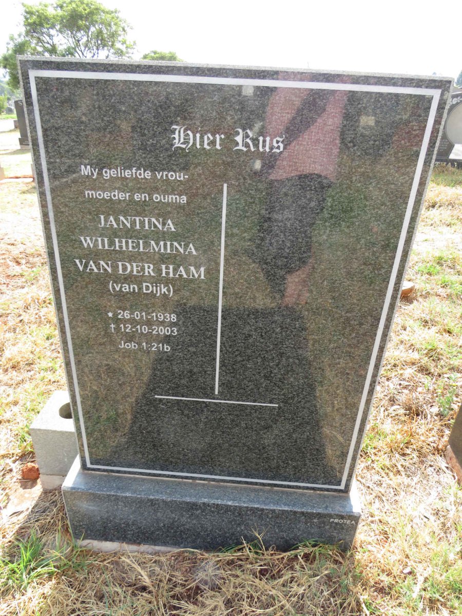 HAM Jantina Wilhelmina, van der nee VAN DIJK 1938-2003