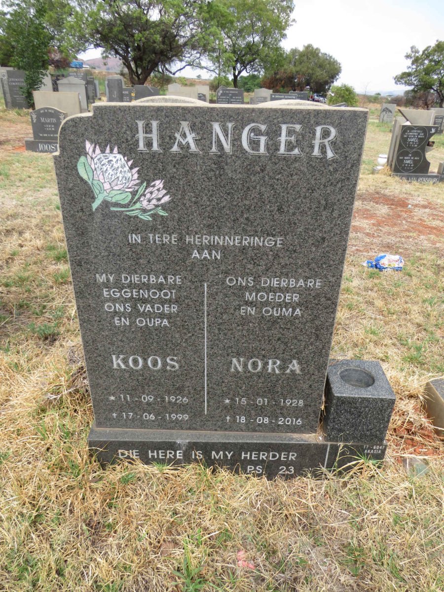 HANGER Koos 1926-1999 & Nora 1928-2016