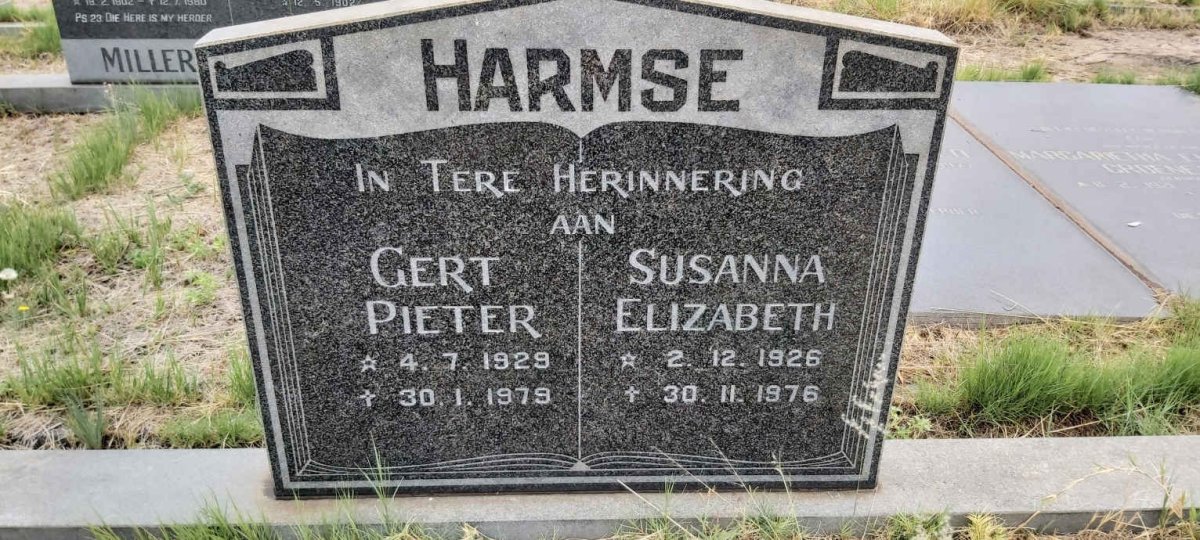 HARMSE Gert Pieter 1929-1979 & Susanna Elizabeth 1926-1976