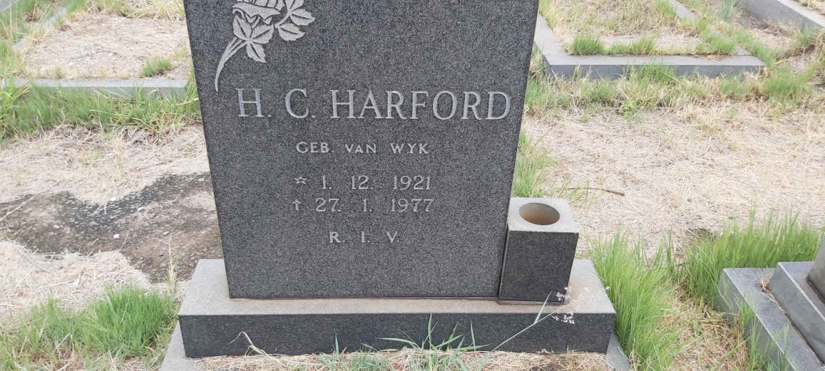 HARFORD H.C. nee VAN WYK 1921-1977