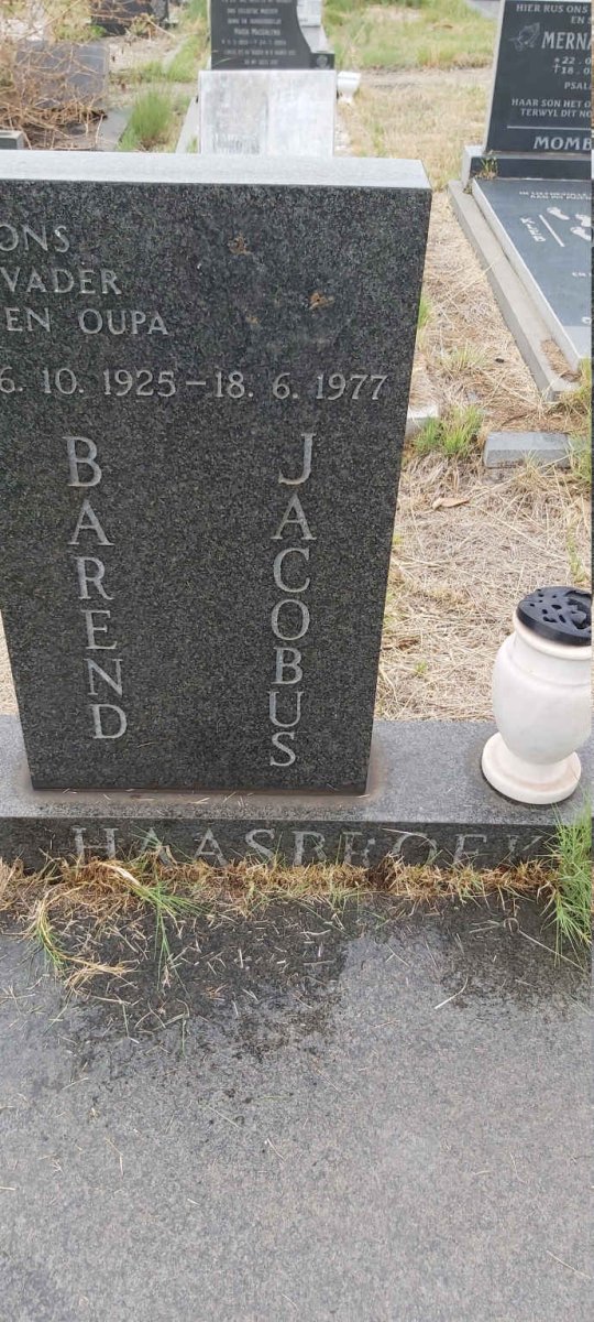 HAASBROEK Barend Jacobus 1925-1977