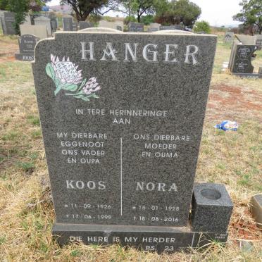 HANGER Koos 1926-1999 & Nora 1928-2016