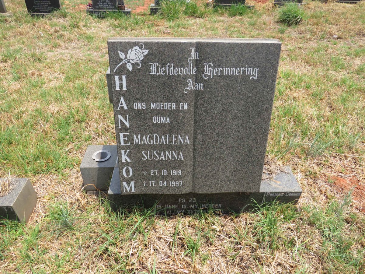 HANEKOM Magdalena Susanna 1919-1997