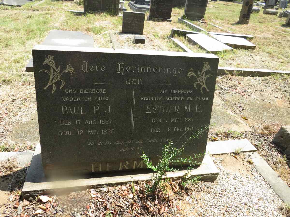 HERMAN Paul P.J. 1887-1980 & Esther M.E. 1887-1971