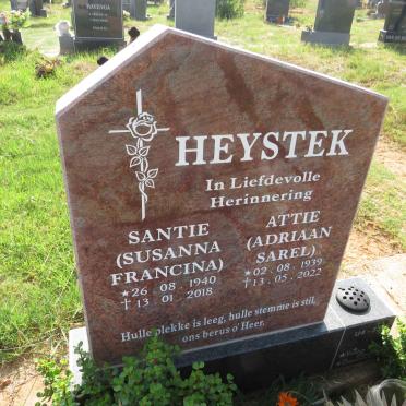 HEYSTEK Adriaan Sarel 1939-2022 & Susanna Francina 1940-2018
