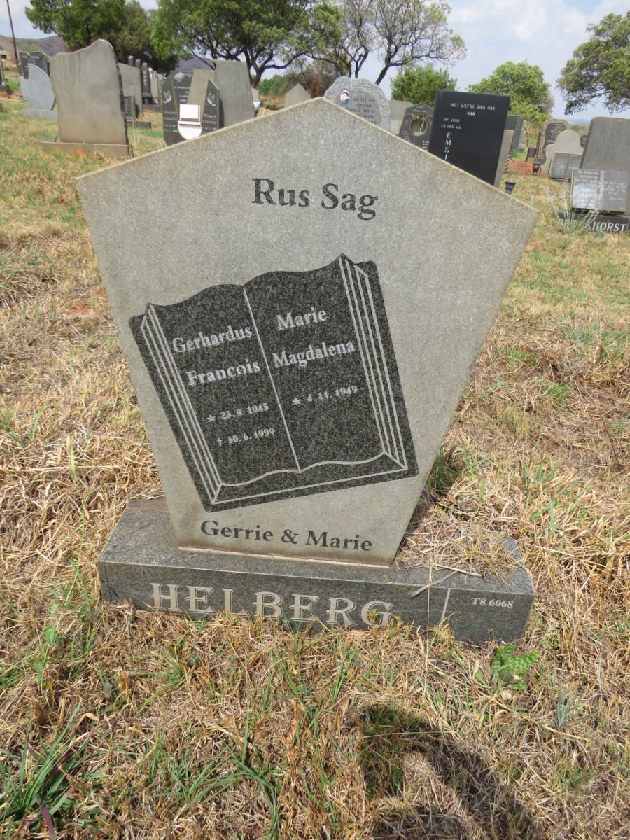 HELBERG Gerhardus Francois 1945-1999 & Marie Magdalena 1949-