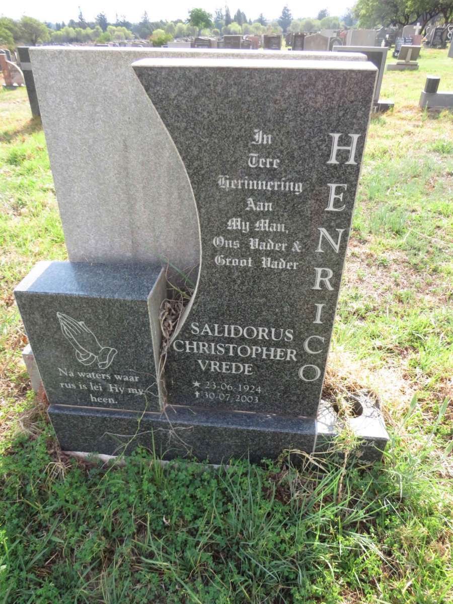 HENRICO Salidorus Christopher Vrede 1924-2003