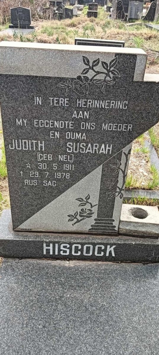 HISCOCK Judith Susarah nee NEL 1911-1978