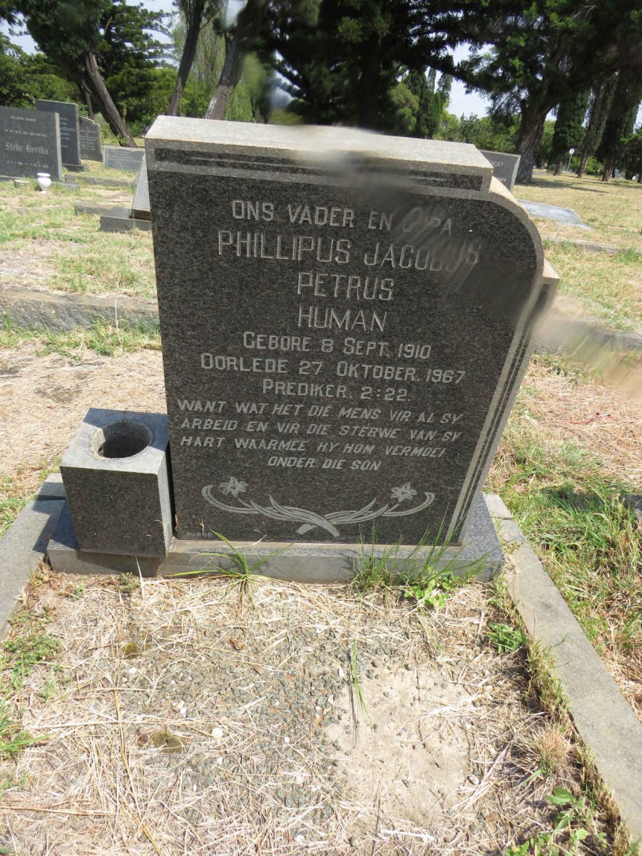 HUMAN Phillipus Jacobus Petrus 1910-1967