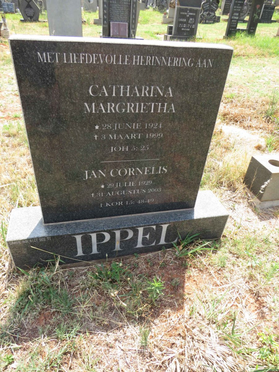 IPPEL Jan Cornelis 1929-2003 & Catharina Margrietha 1924-1999