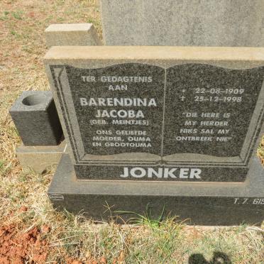 JONKER Barendina Jacoba nee MEINTJIES 1909-1998