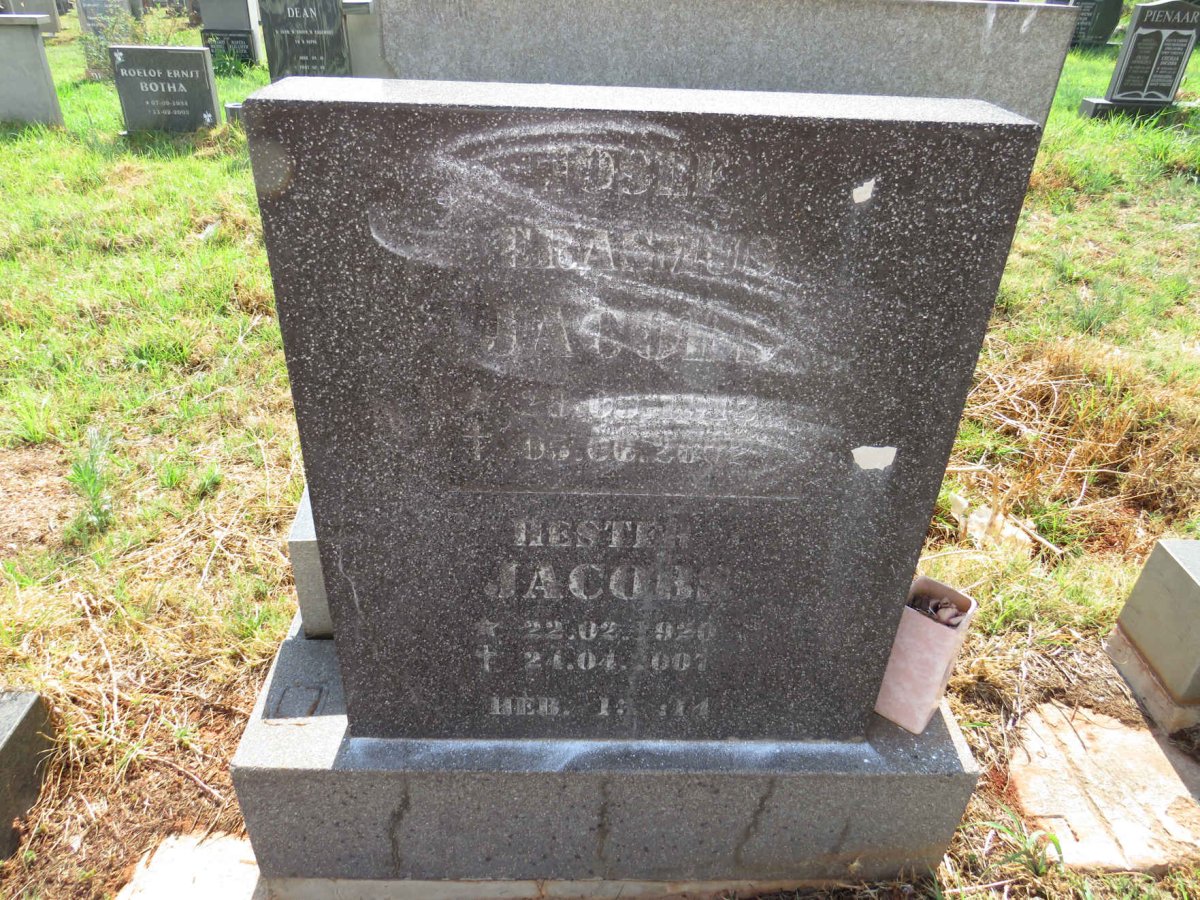 JACOBS Josef Erasmus 1912-2002 & Hester 1920-2007 